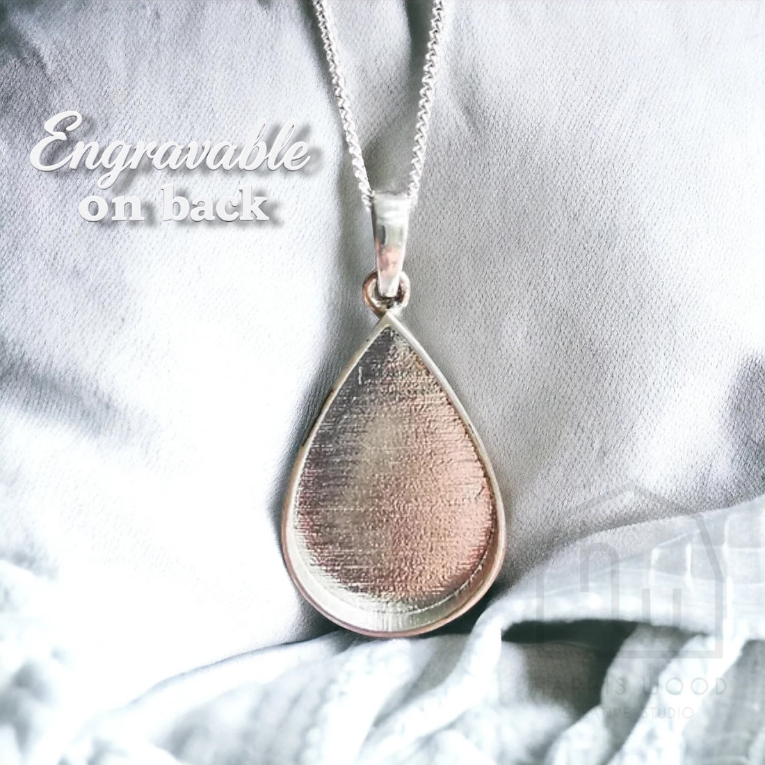 Teardrop Solid Silver Large Setting Pendant