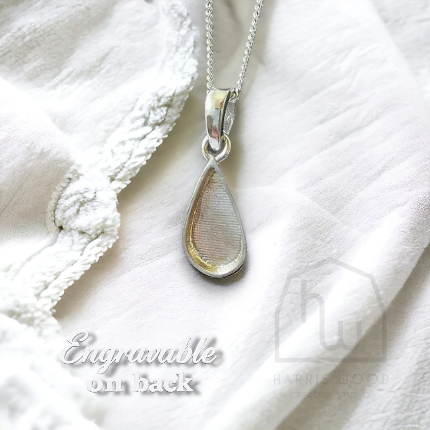 Teardrop Solid Silver Setting SMALL Pendant