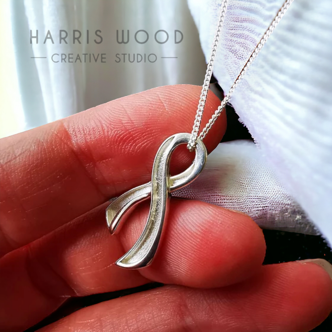 Solid Silver Awareness Ribbon Pendant