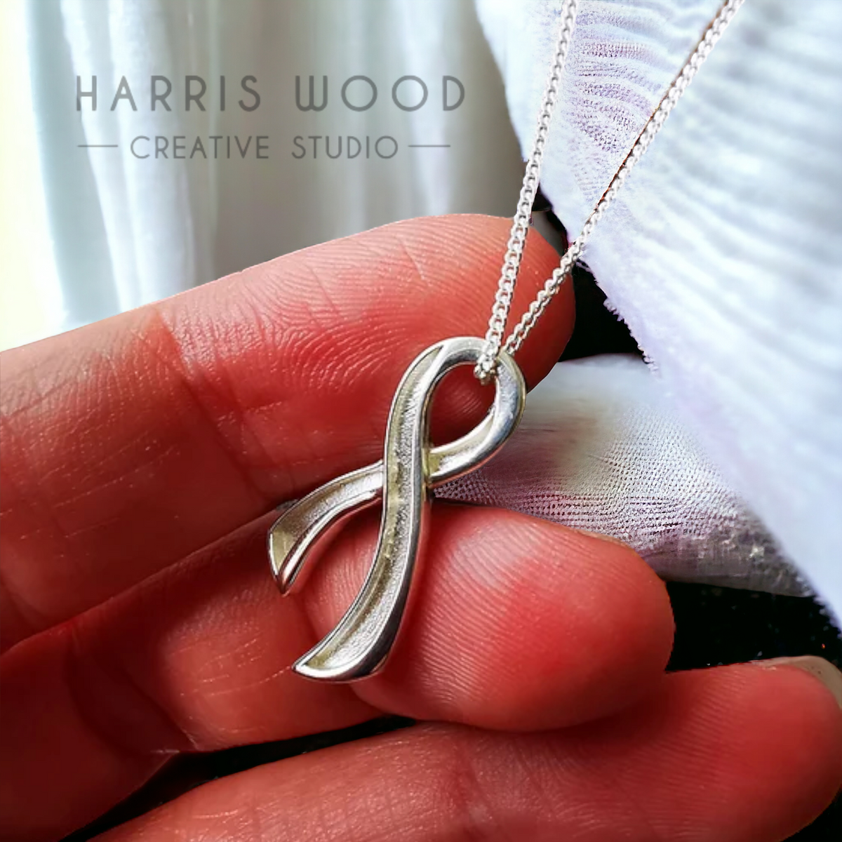 🏷️ EOL – Awareness Ribbon Pendant – Solid 925 Silver