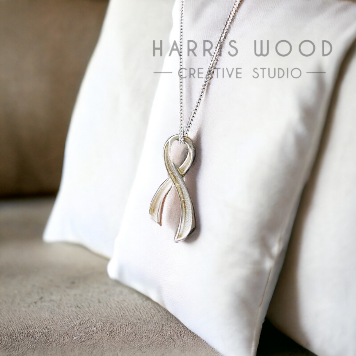 🏷️ EOL – Awareness Ribbon Pendant – Solid 925 Silver