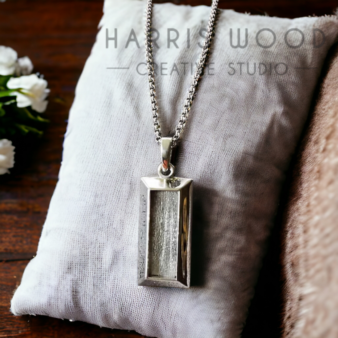 3D Gold Bar Style Solid Silver Setting Pendant