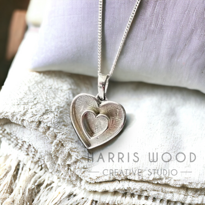 Heart within a Heart Solid Silver Setting Pendant