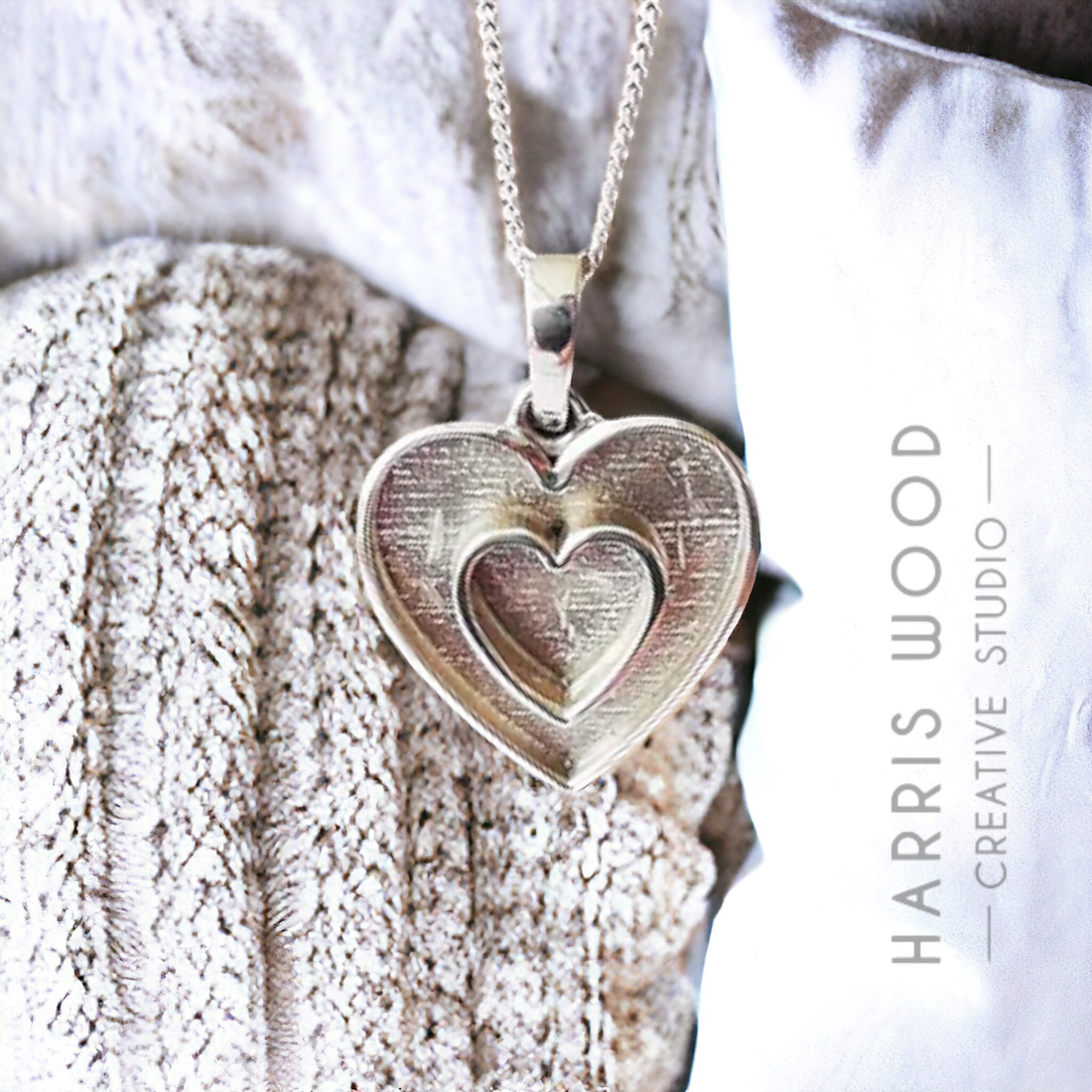 Heart within a Heart Solid Silver Setting Pendant