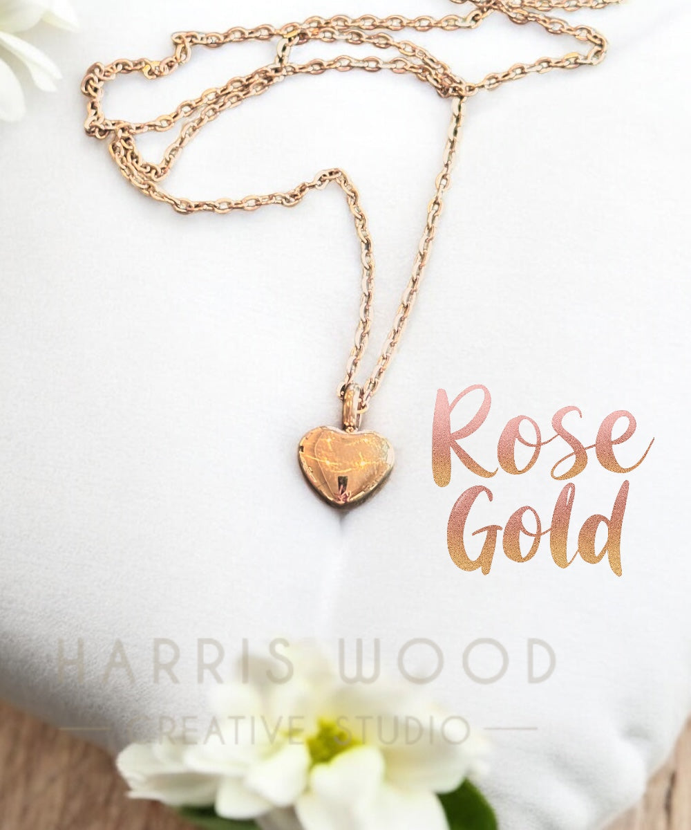 Mini Rose Gold Heart Urn Pendant and Chain