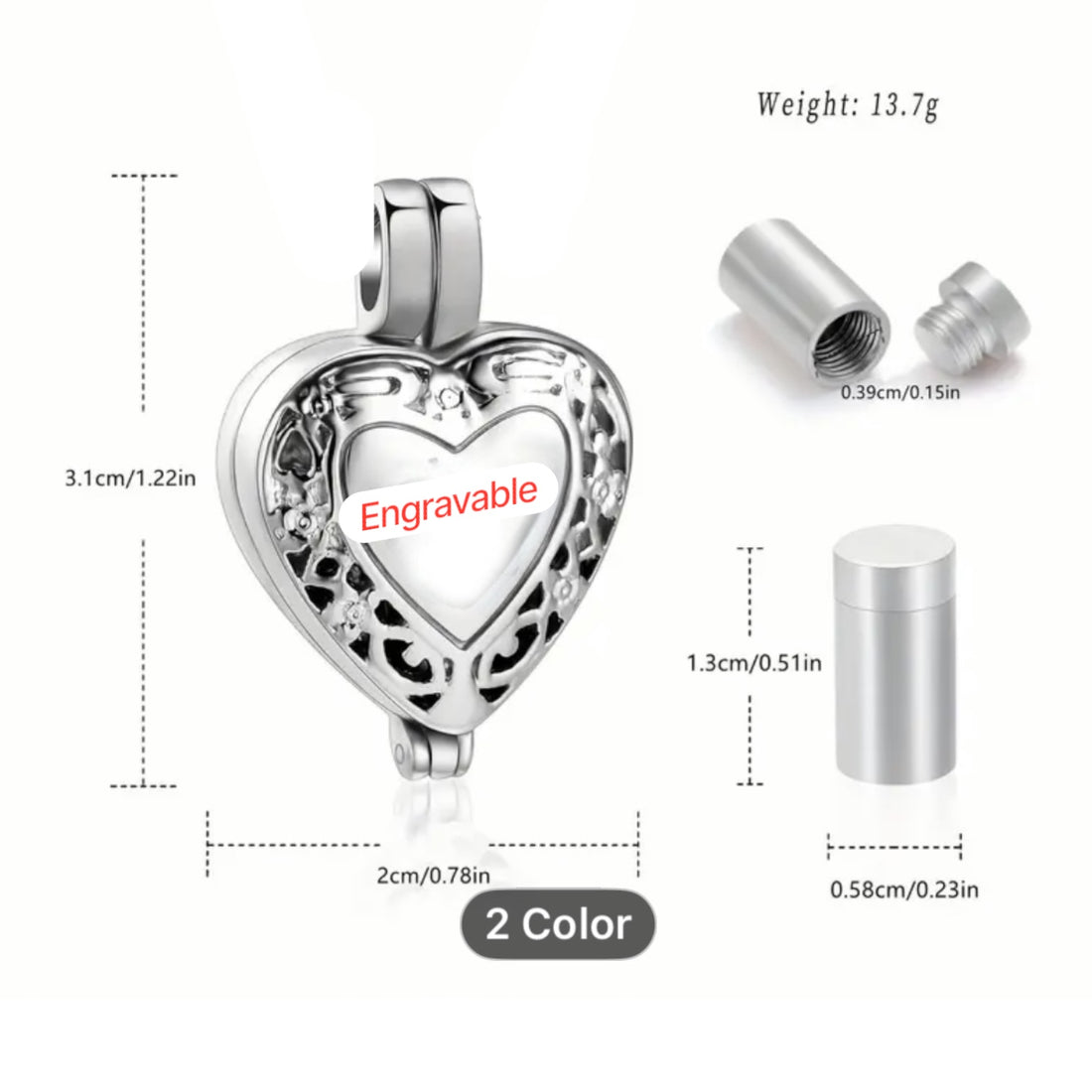 Vintage Heart Cage Urn Pendant &amp; Chain