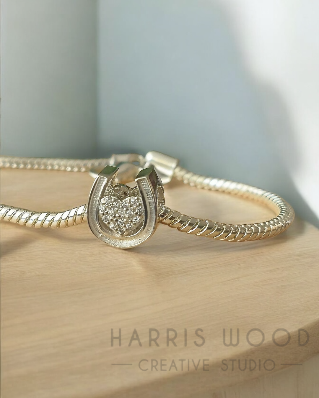 🐎Horse Shoe CZ Bracelet Bead Charm Solid SILVER
