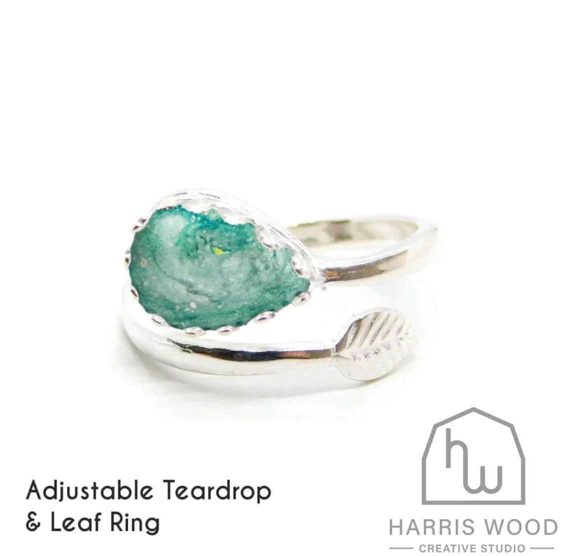 GOLD VERMEIL PLATED Leaf &amp; Teardrop Adjustable Ring