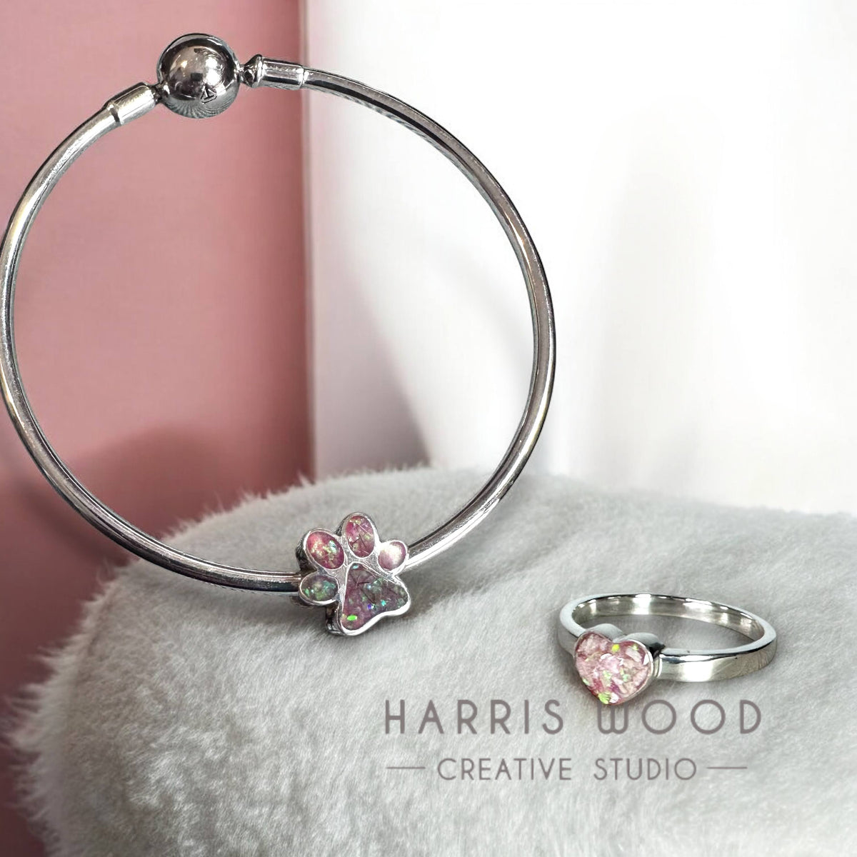🩵Paw Print Bracelet Bead Charm Solid SILVER
