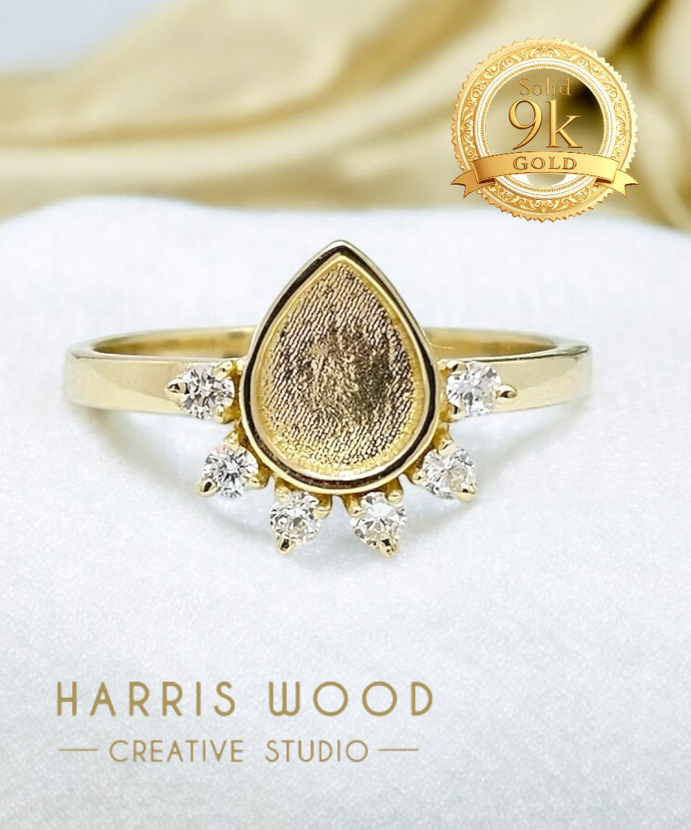 Dewdrop CZ Ring - 9K SOLID GOLD