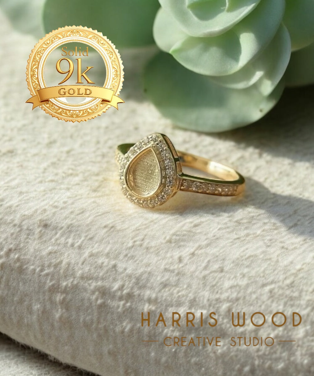 Sweet Pear CZ Ring - 9ct Solid GOLD
