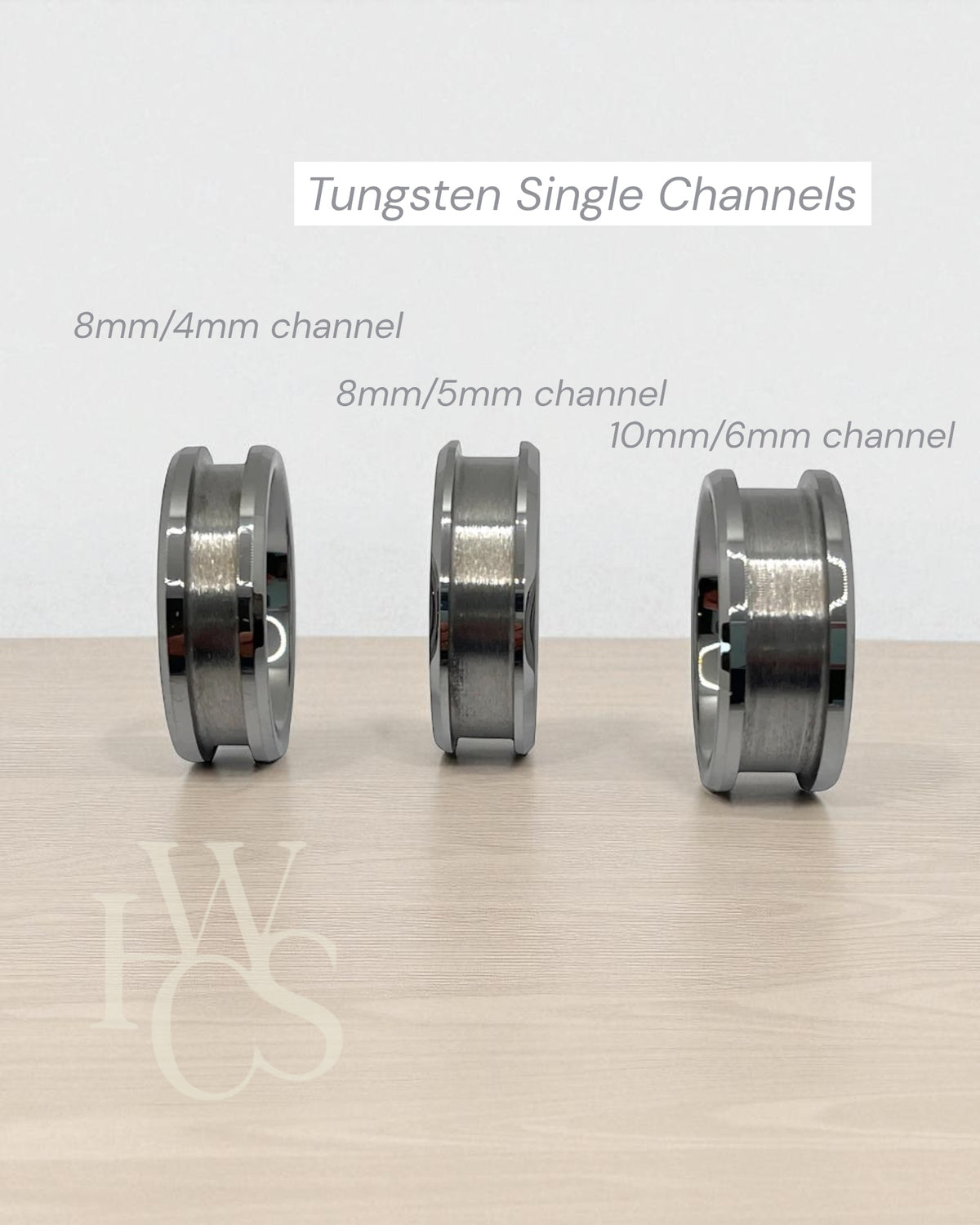 🤎 Tungsten - Bevelled Edge 10mm Wide Channel Ring