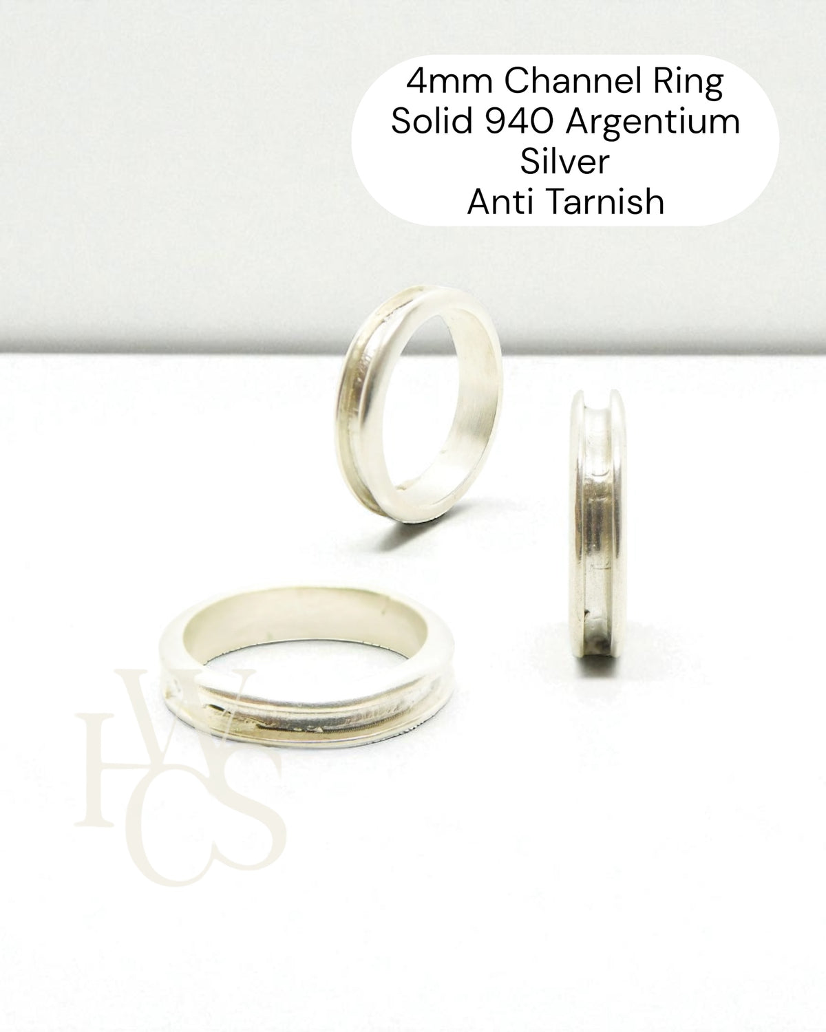❤️Argentium 4mm Channel Rings