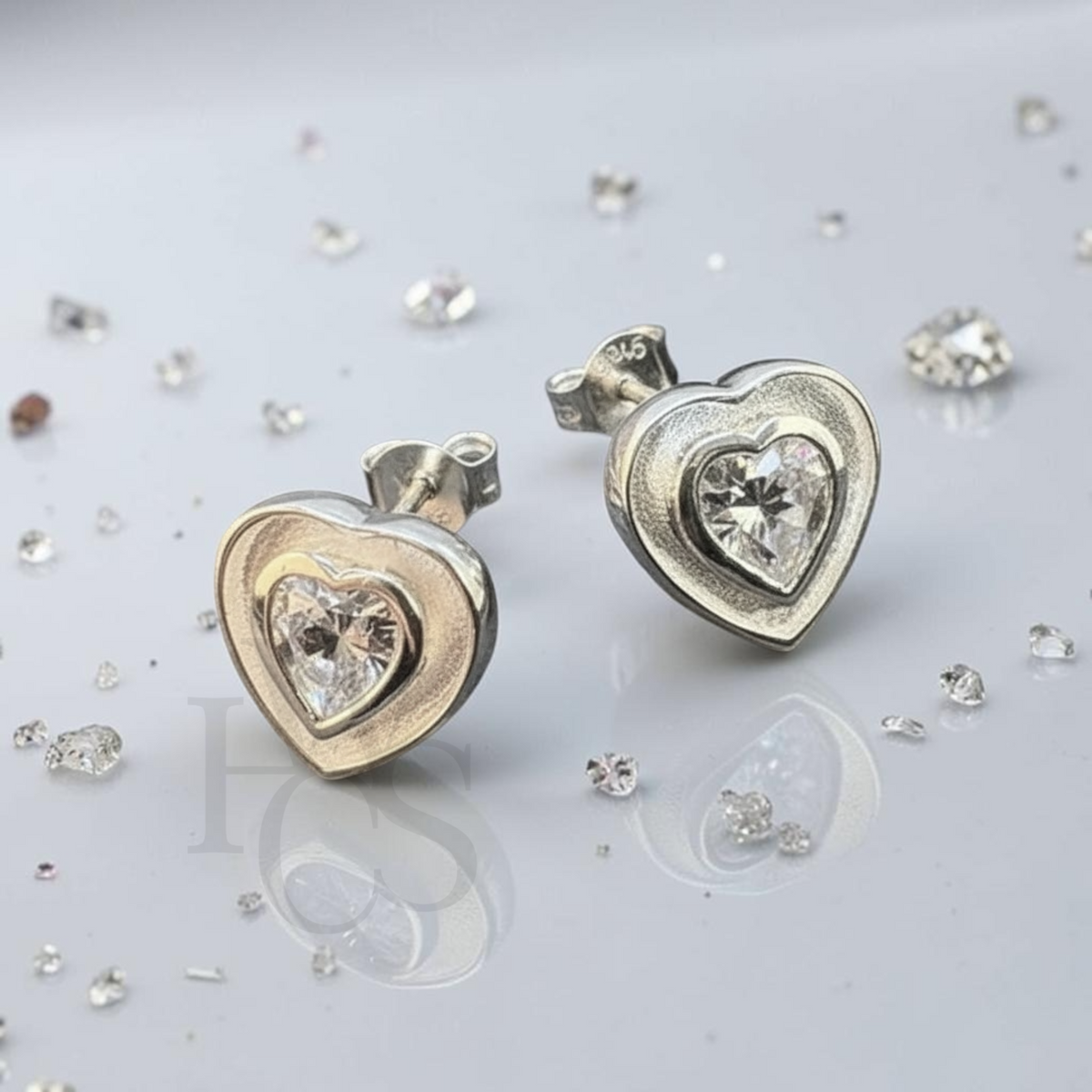 ❤️ Hearts with Inner CZ Earrings – Solid 925 Silver