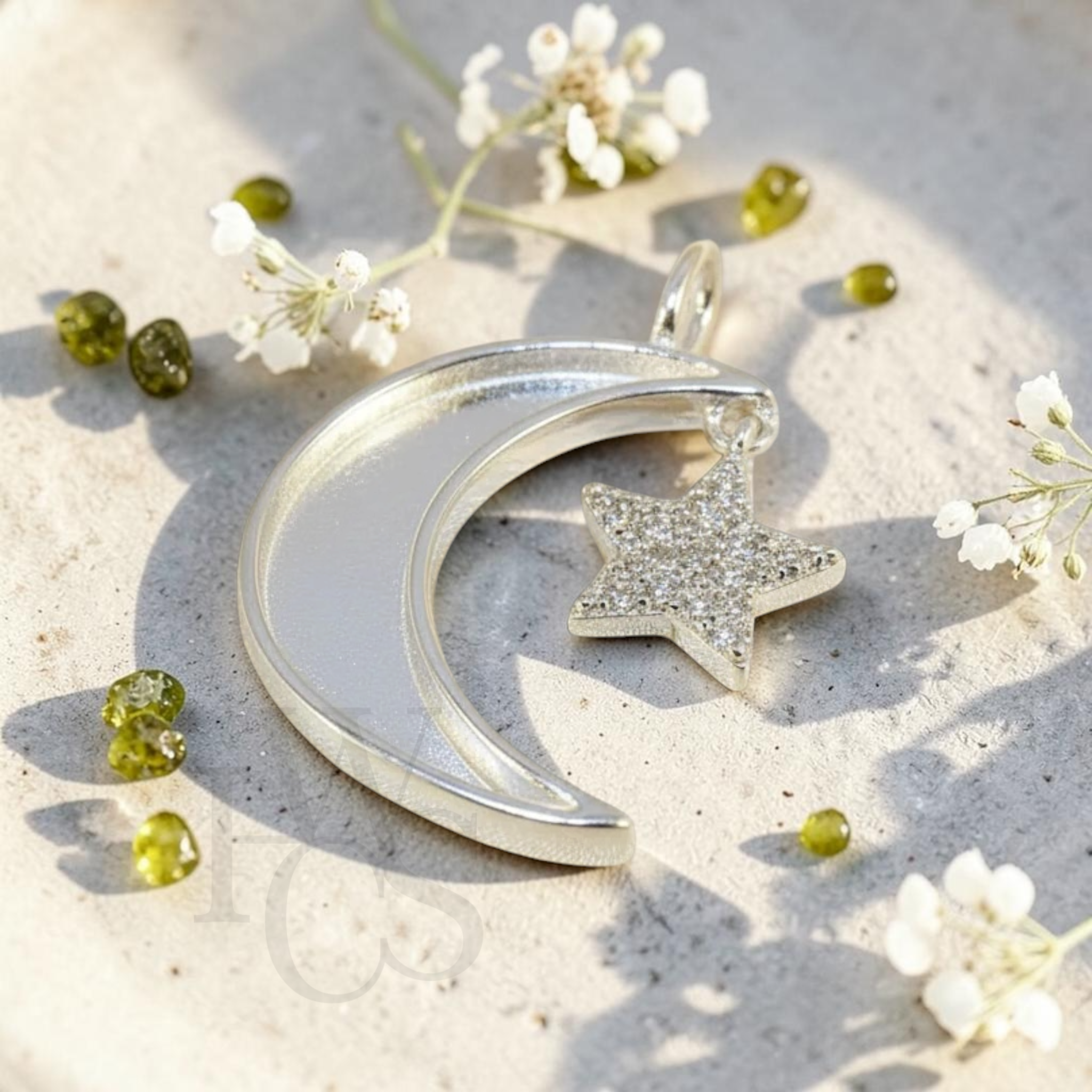 ❤️ Crescent Moon &amp; Star Pendant – Solid 925 Silver