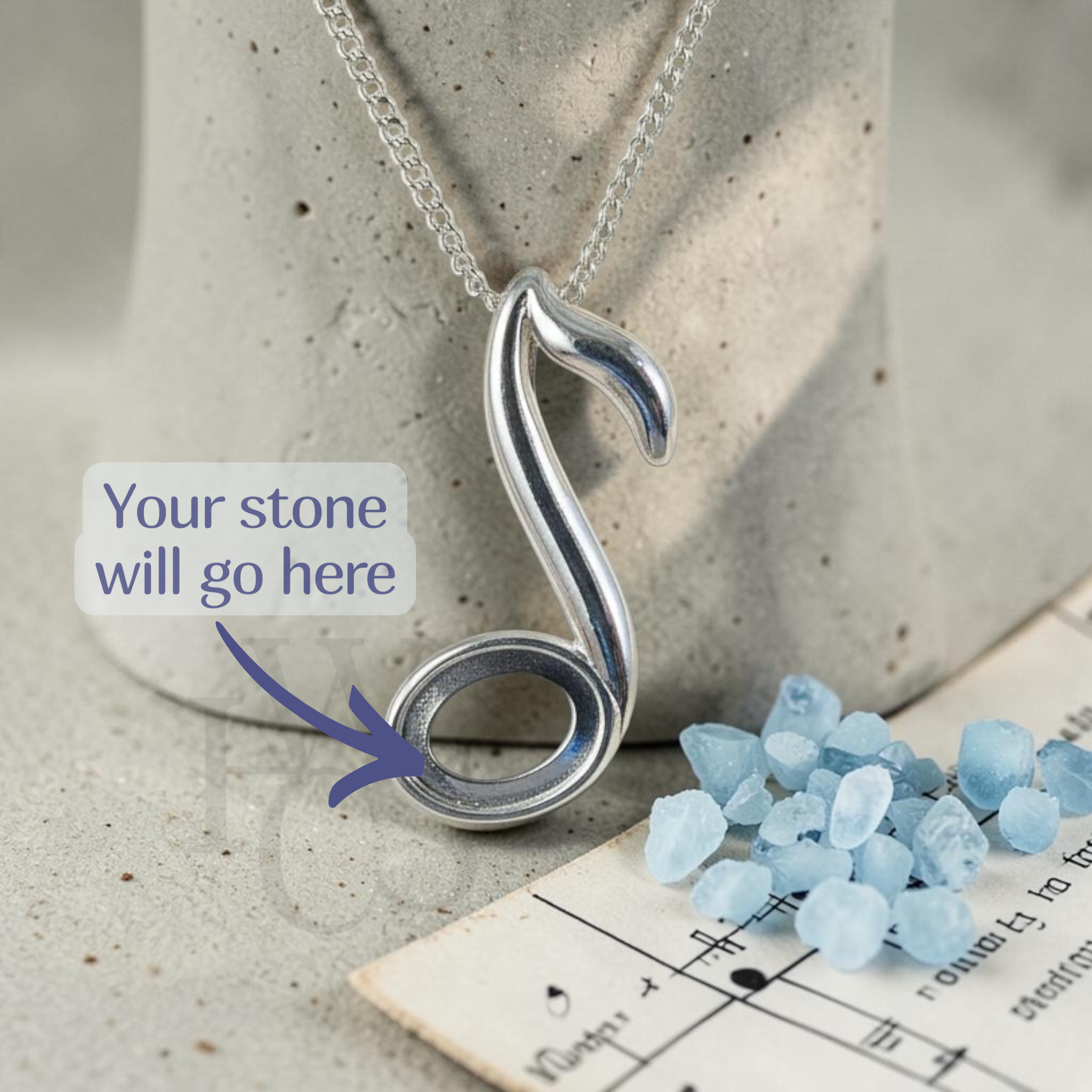 ❤️ Musical Note Pendant – Solid 925 Silver