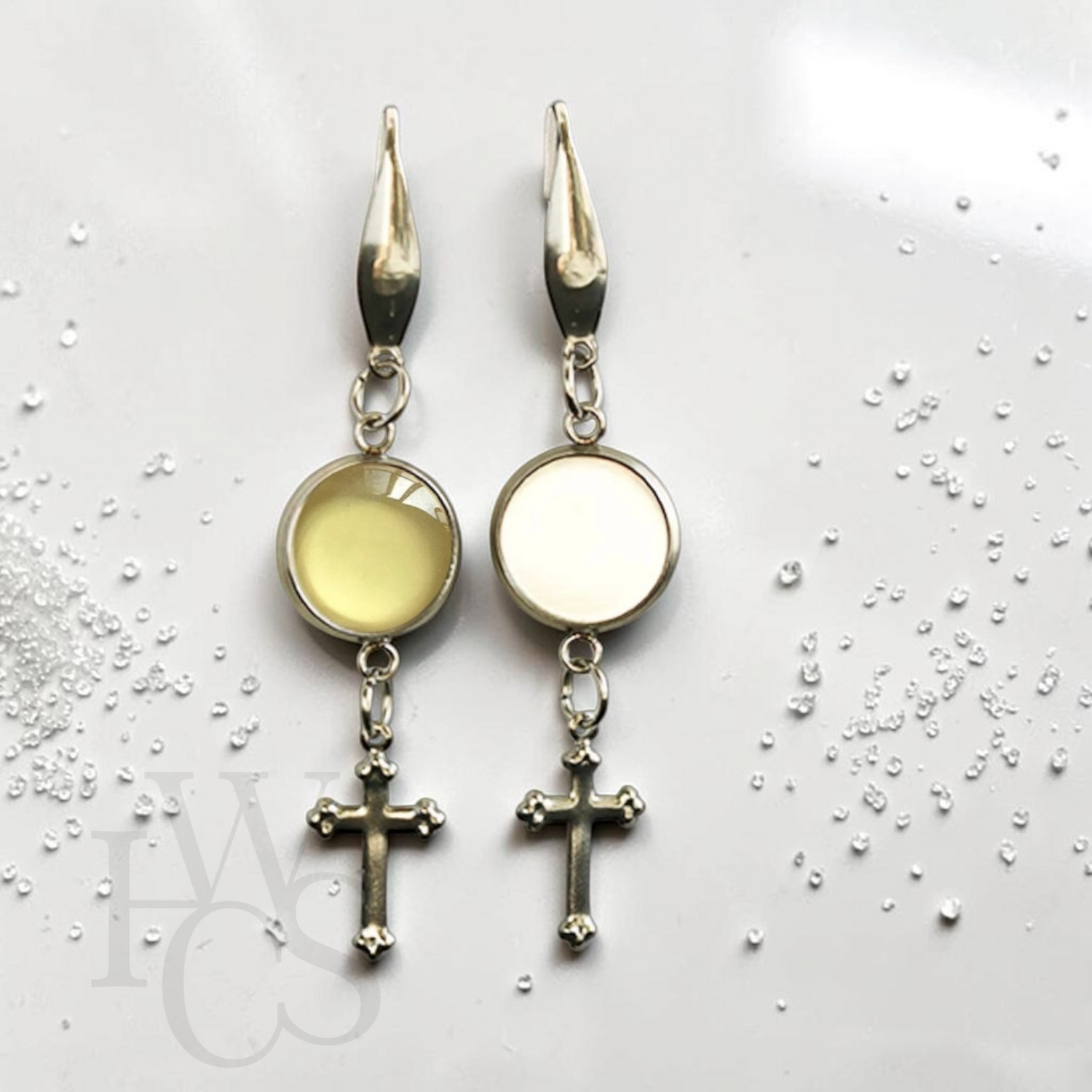 Stainless Steel Cross Dangle Earring Blanks 10mm Bezel