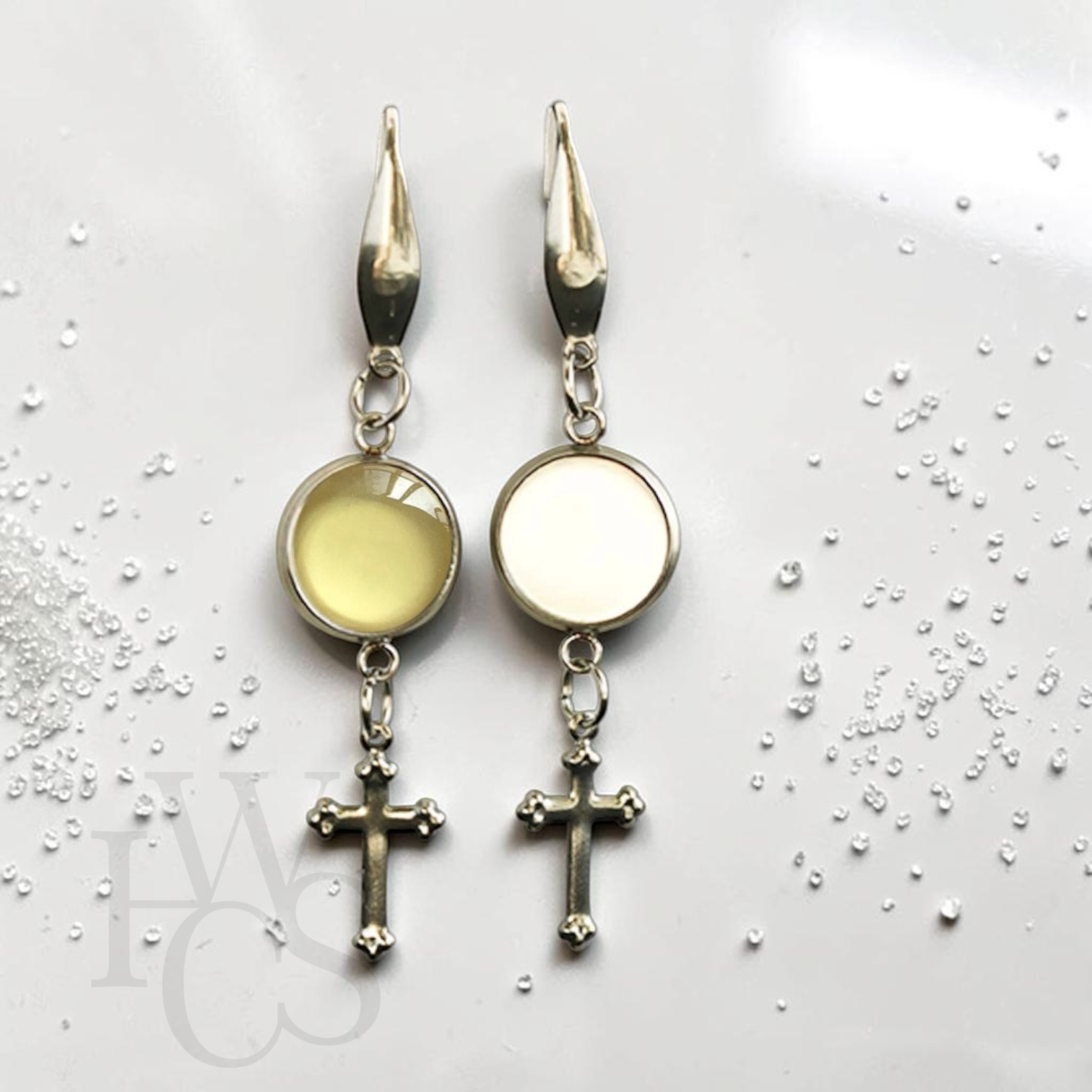 Stainless Steel Cross Dangle Earring Blanks 12mm Bezel