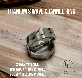Titanium Ocean Wave Brushed Inlay Ring