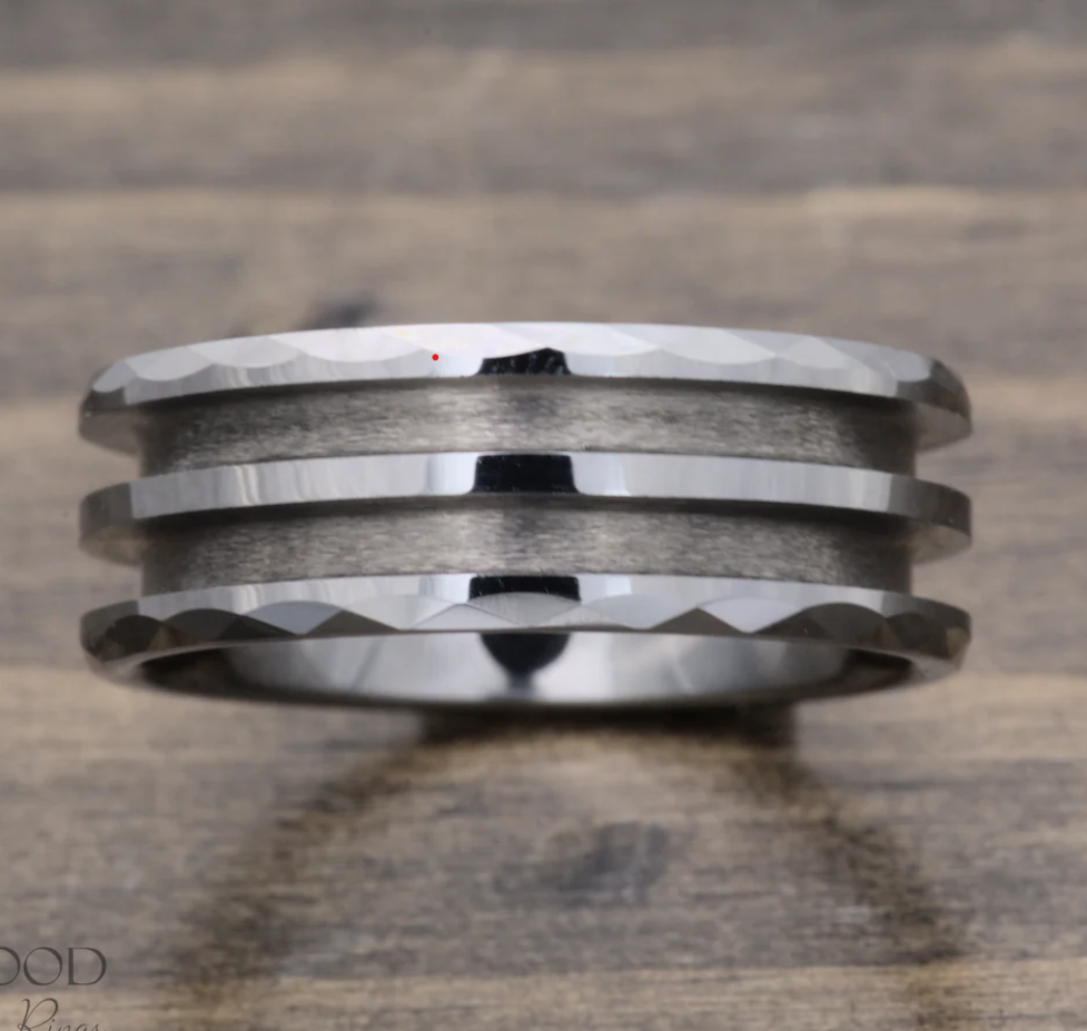 🤎Tungsten - Faceted Double Channel Ring