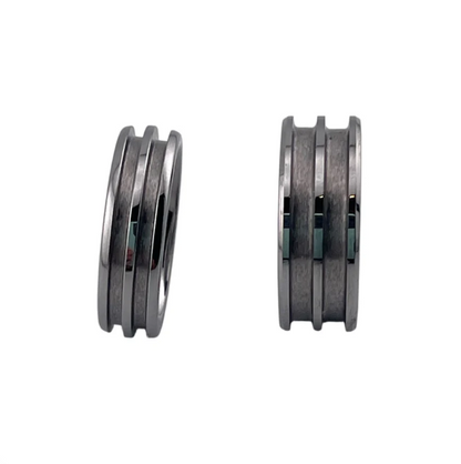 🤎 Tungsten - Bevelled Edge Double Channel Ring - 2 widths