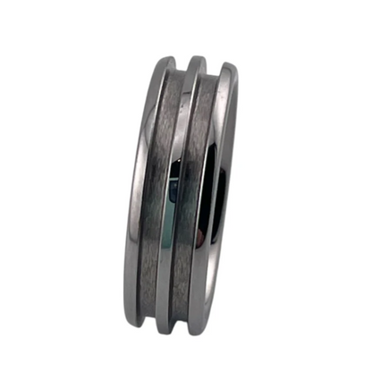 🤎 Tungsten - Bevelled Edge Double Channel Ring - 2 widths