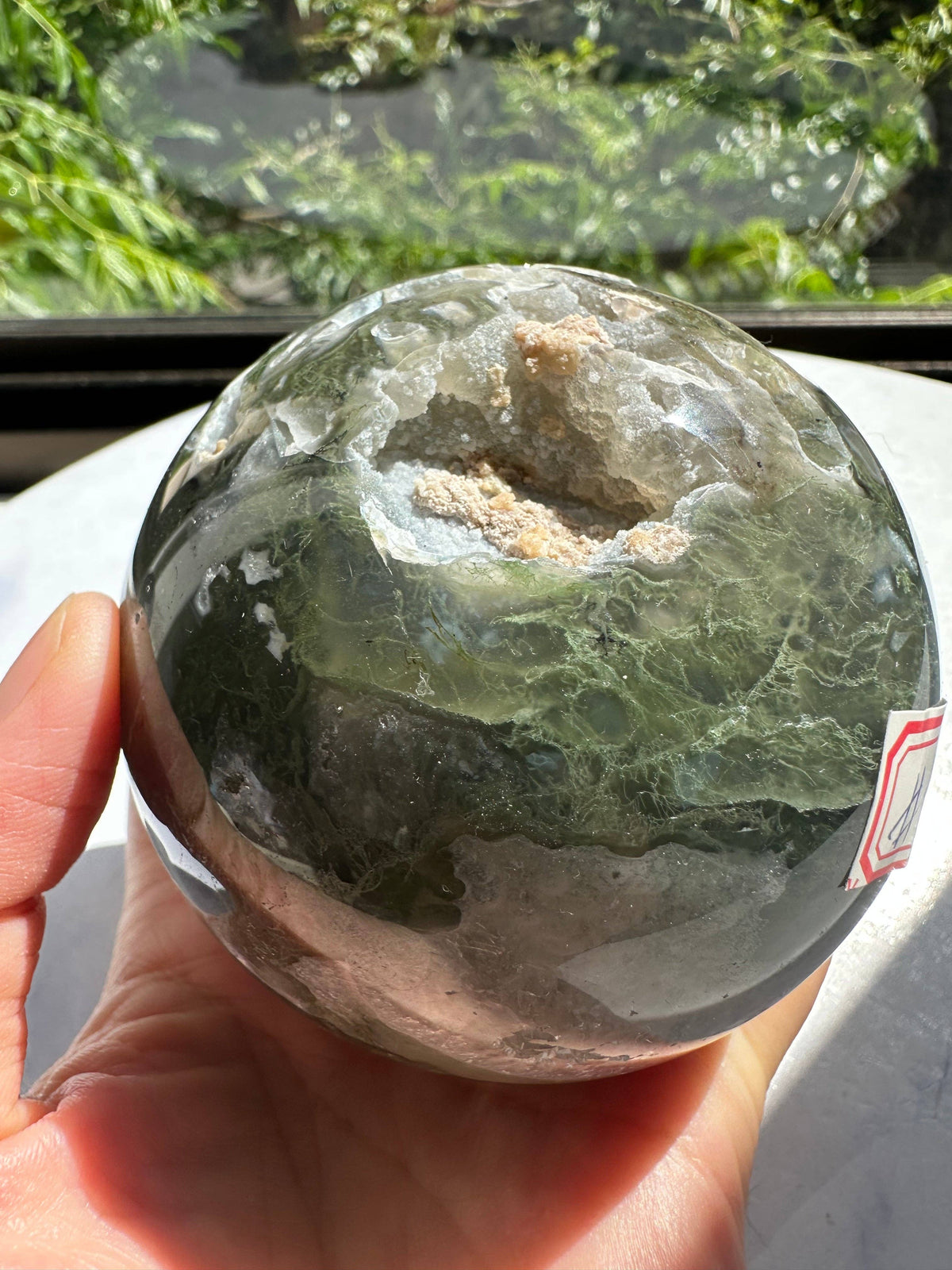 Large Moss Agate Sphere – Heart Chakra Crystal Gift 