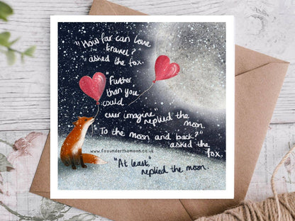 &quot;To The Moon &amp; Back&quot; Love Card by Fox Under The Moon