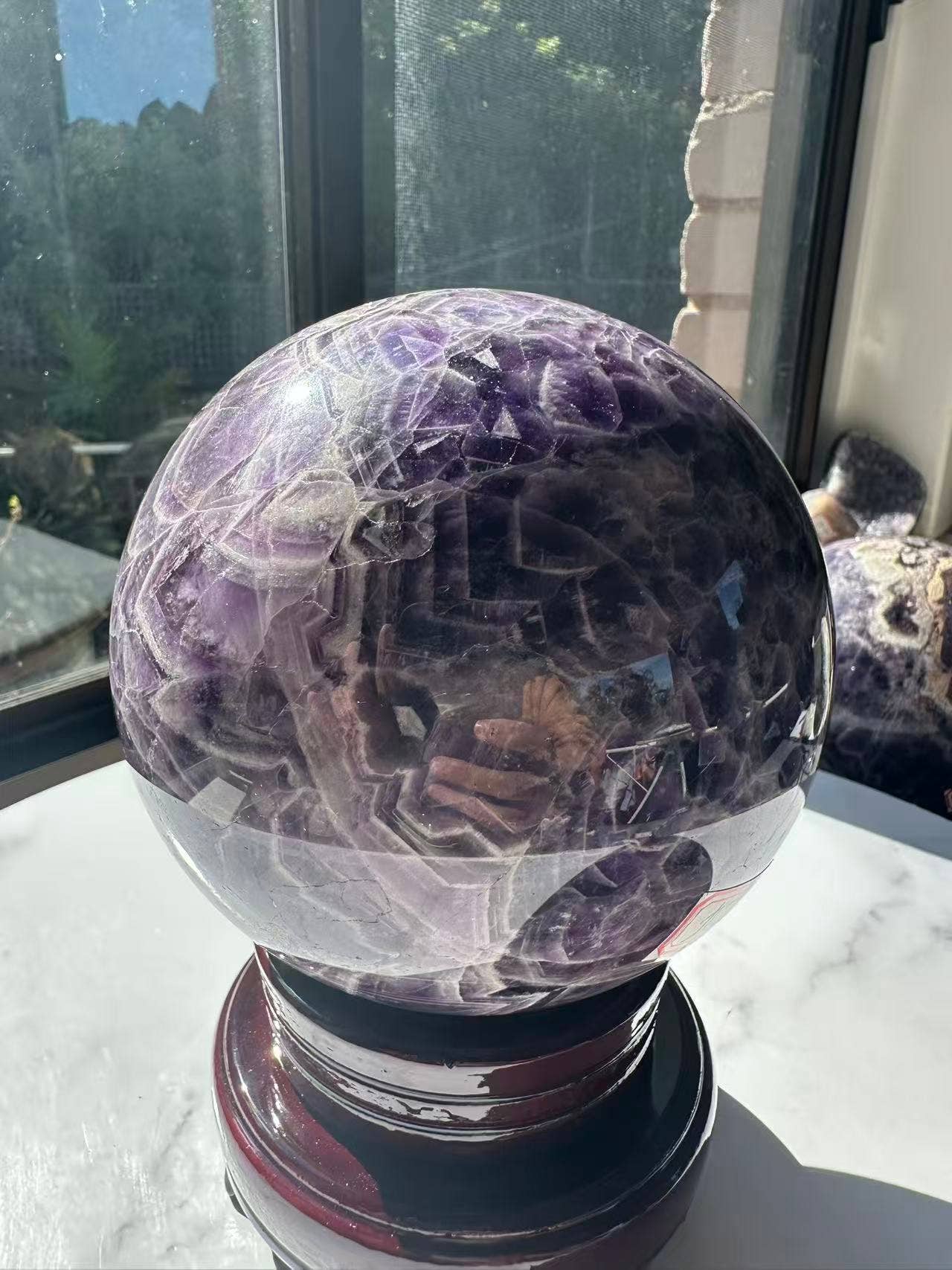 Extra Large Natural Dream Amethyst Sphere Crystal for Spiritual Healing, Feng Shui &amp; Chakra Balancing Crystal