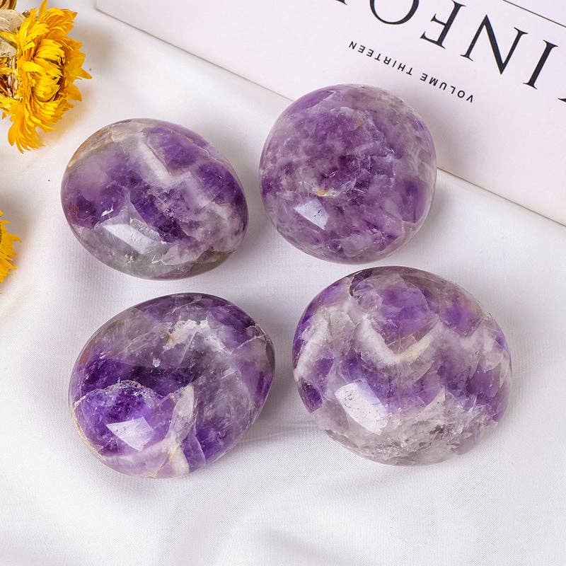 Dream Amethyst Palm Stone | Calming &amp; Intuitive Healing Crystal | Meditation &amp; Stress Relief