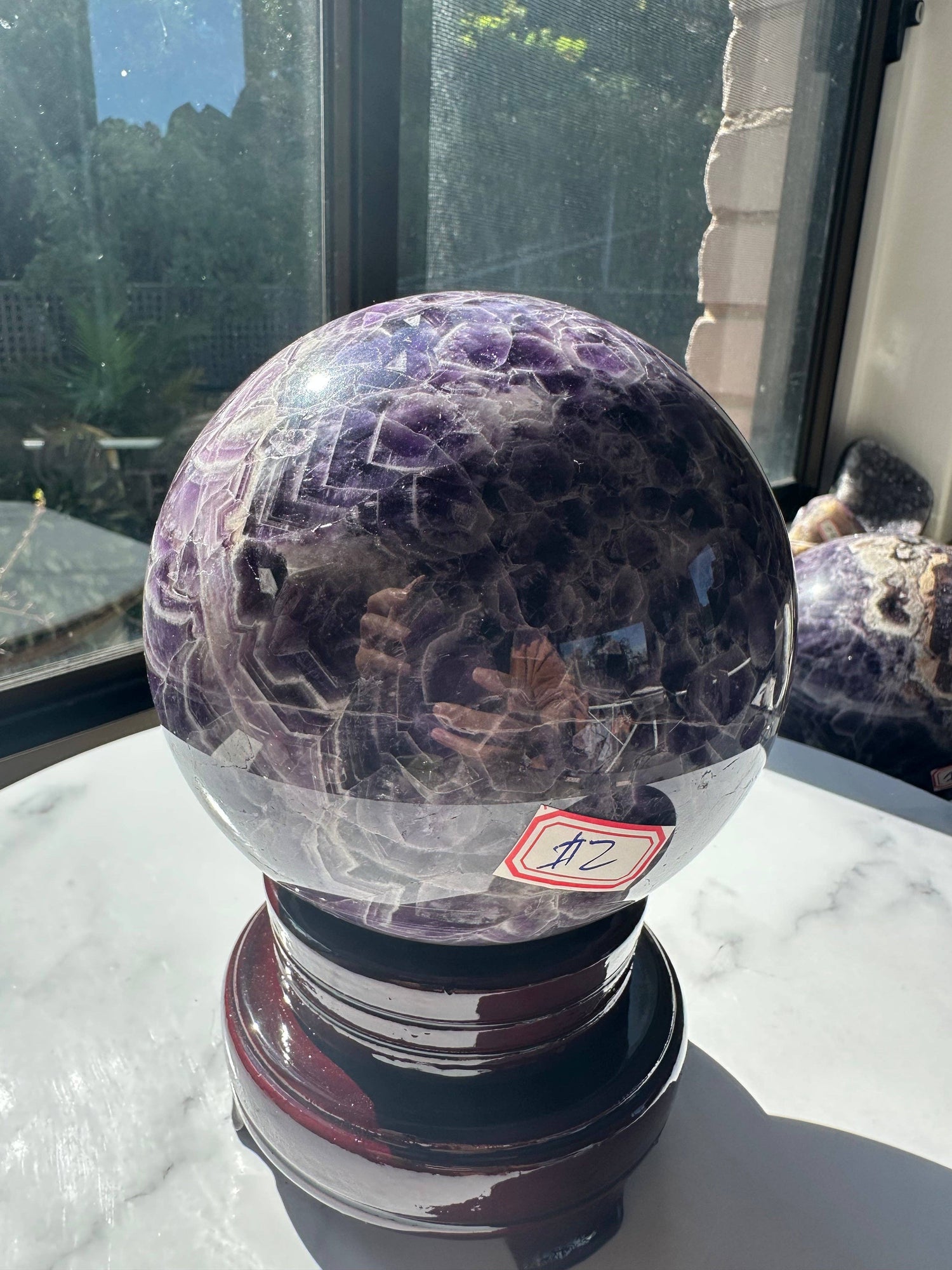 Extra Large Natural Dream Amethyst Sphere Crystal for Spiritual Healing, Feng Shui &amp; Chakra Balancing Crystal