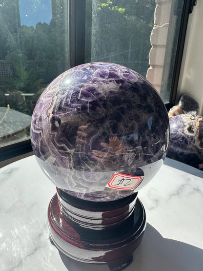 Extra Large Natural Dream Amethyst Sphere Crystal for Spiritual Healing, Feng Shui &amp; Chakra Balancing Crystal