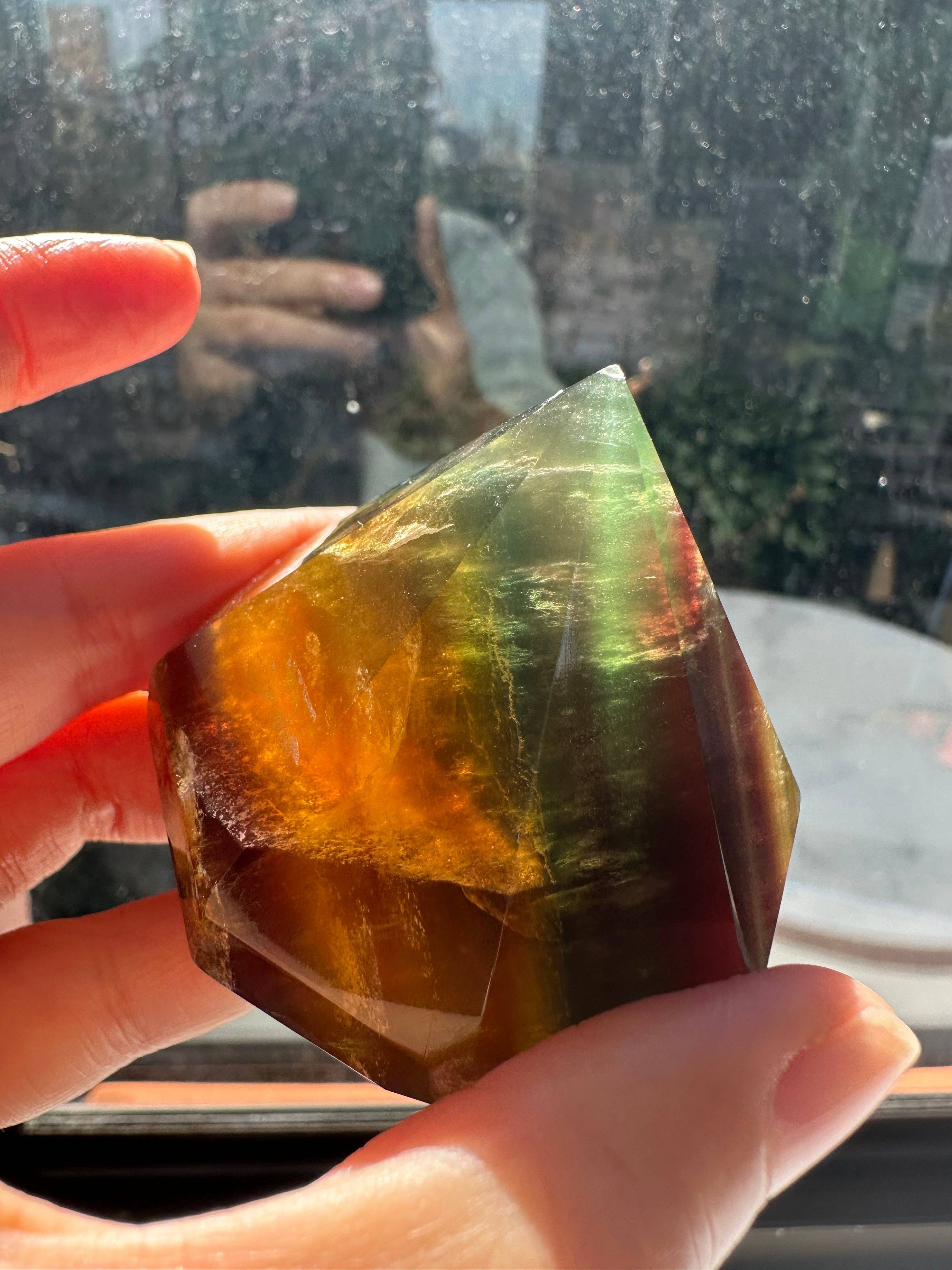 Rare Fluorite Diamond Carving – Unique Shape for Clarity, Focus &amp; Energy Alignment Healing Crystal - 