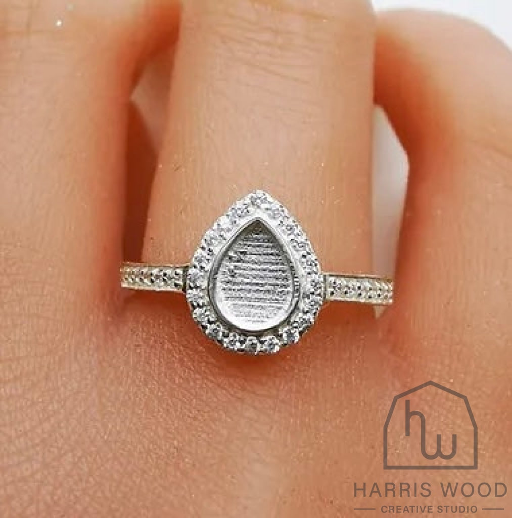 Full Cz Pear Ring