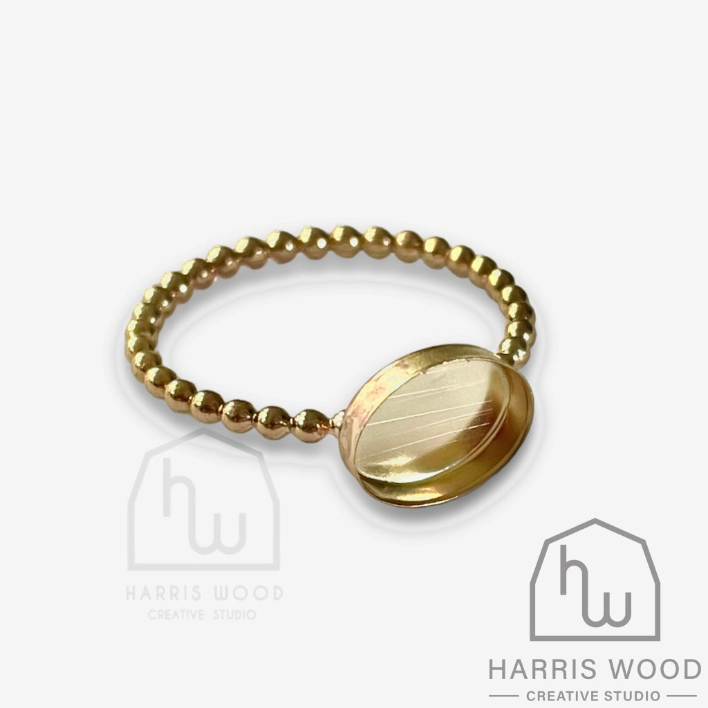 Gold Filled Bubble Band Rings 10Mm X 8Mm Smooth Oval Cup