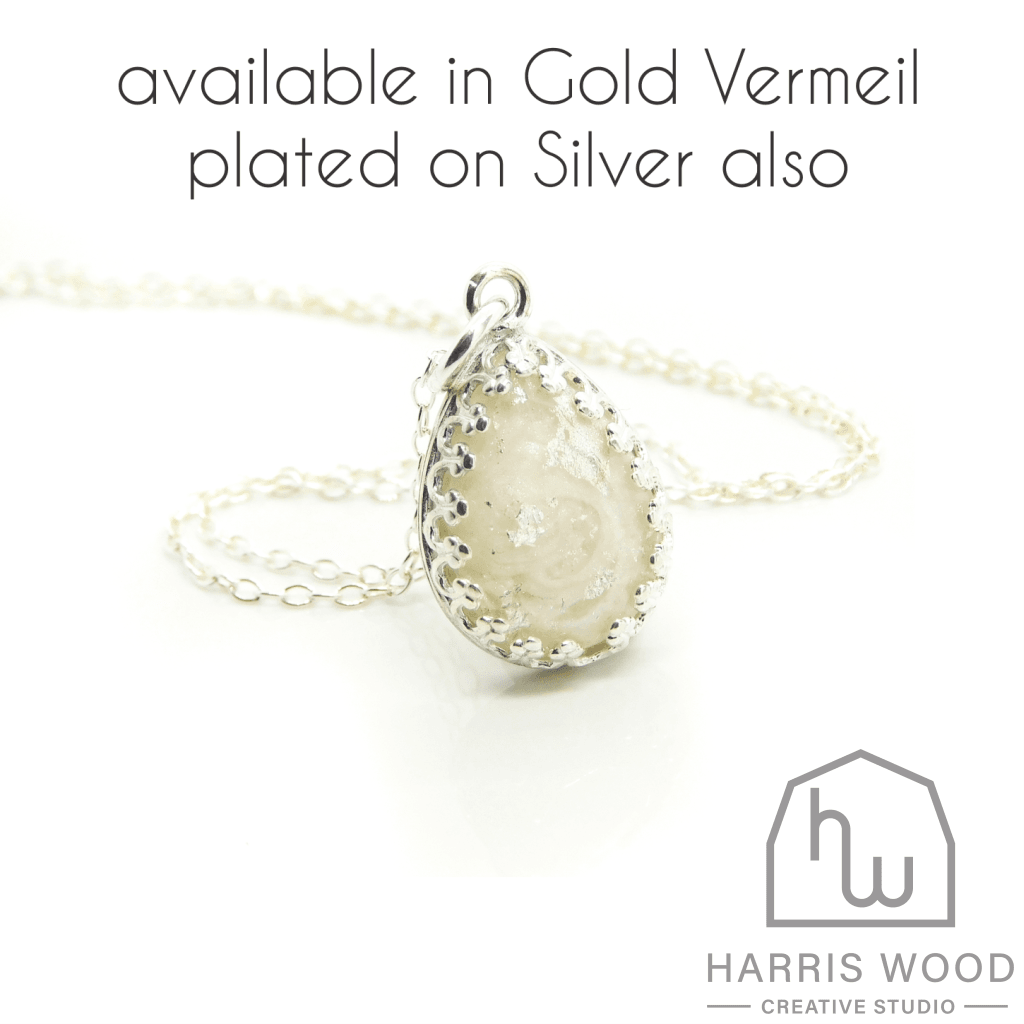 Gold Vermeil Silver Crown Teardrop Pendants