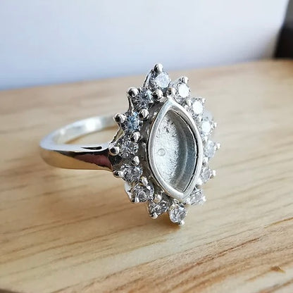 CZ Princess Marquise Solid Silver Ring *