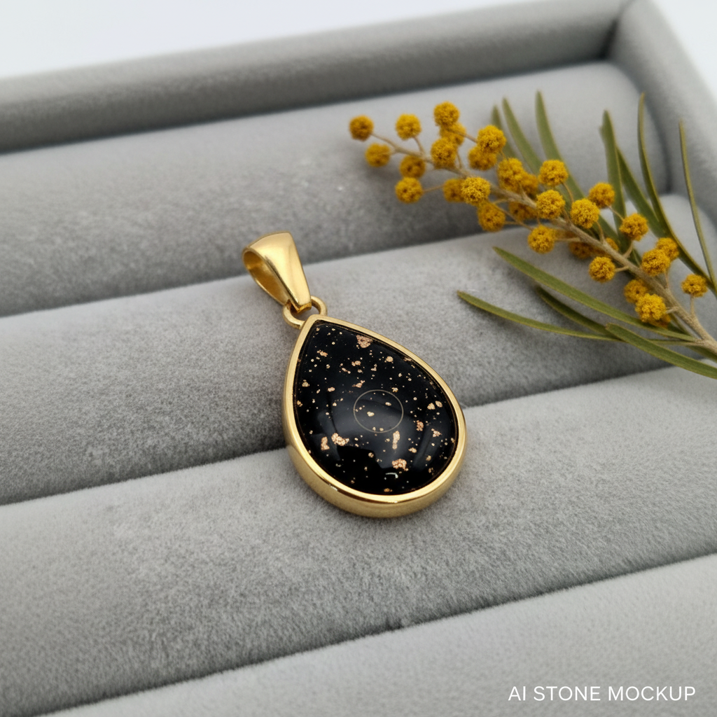 Mini Teardrop Gold PVD – Black Galaxy Gold Fleck Mockup