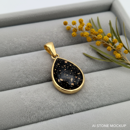 Mini Teardrop Gold PVD – Black Galaxy Gold Fleck Mockup