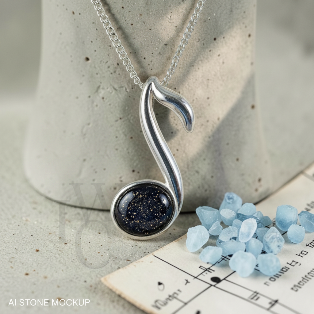 Musical Note Pendant – Galaxy Stone Mockup