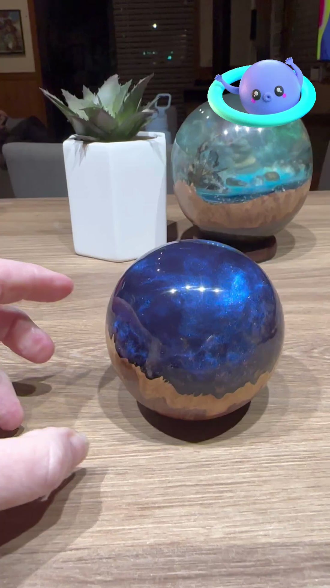 Purple Planet Resin Sphere - Handcrafted