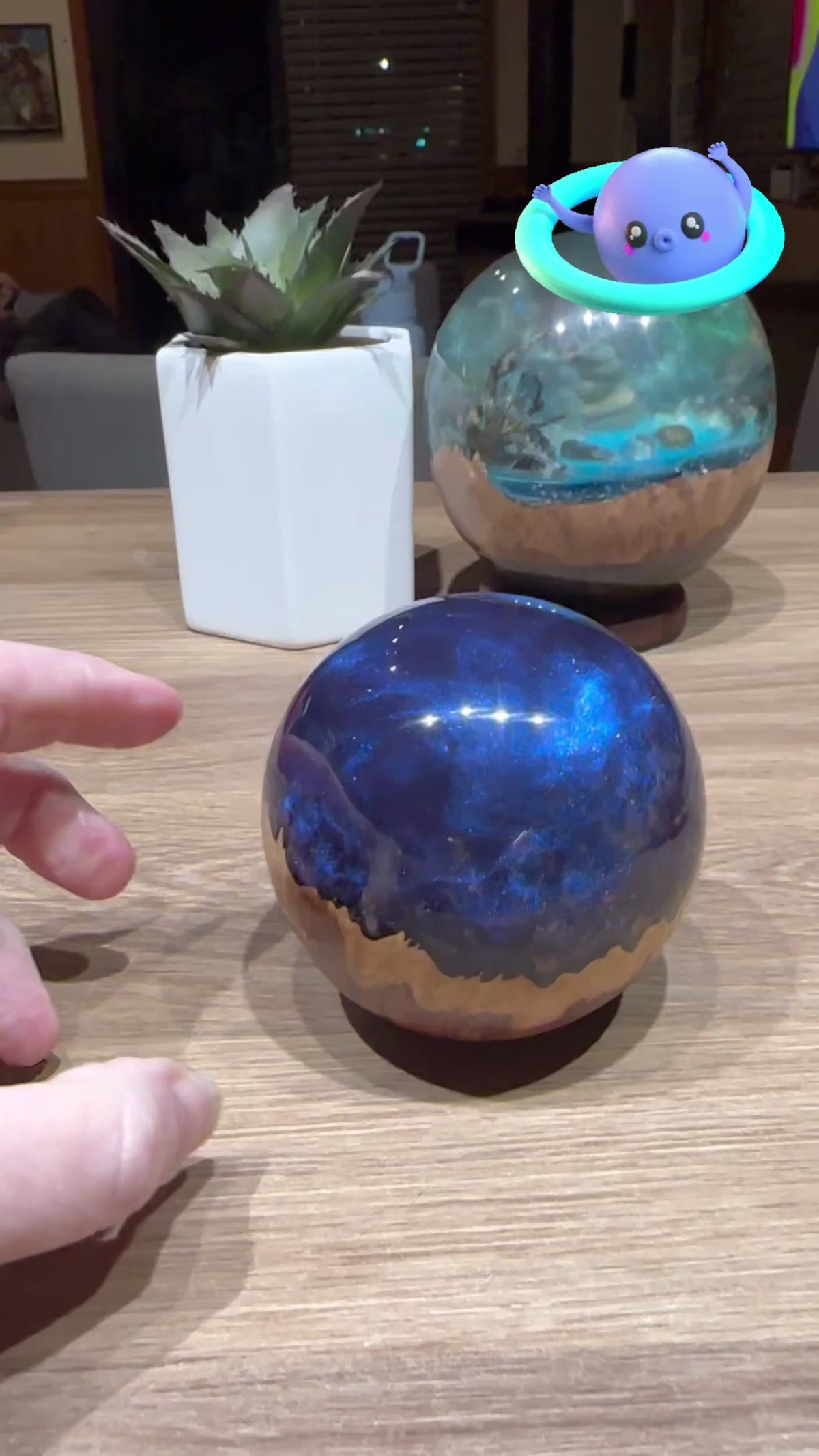 Purple Planet Resin Sphere - Handcrafted