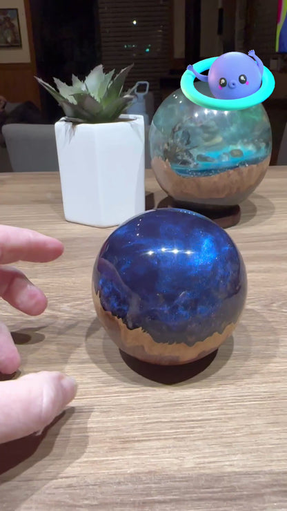 Purple Planet Resin Sphere - Handcrafted