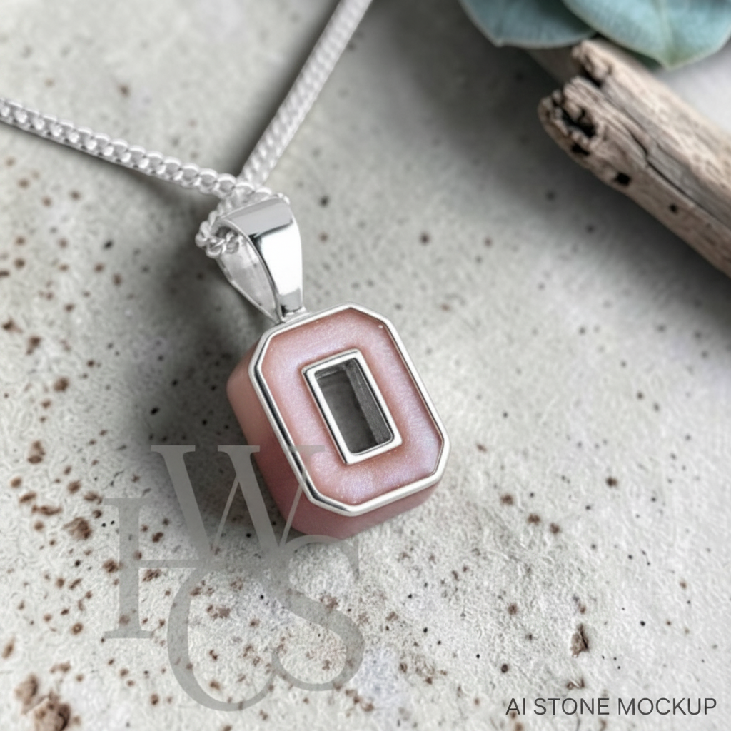 Secret Emerald Crystal Pendant – Blush Mauve Ombré Ring Mockup