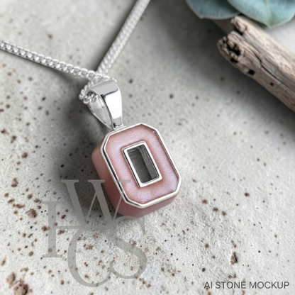 Secret Emerald Crystal Pendant – Blush Mauve Ombré Ring Mockup