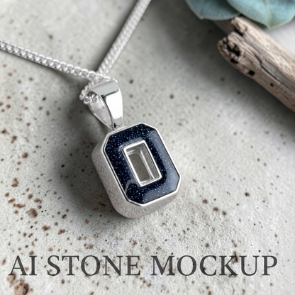 Secret Emerald Crystal Pendant – Navy Galaxy Ice Blue Mockup