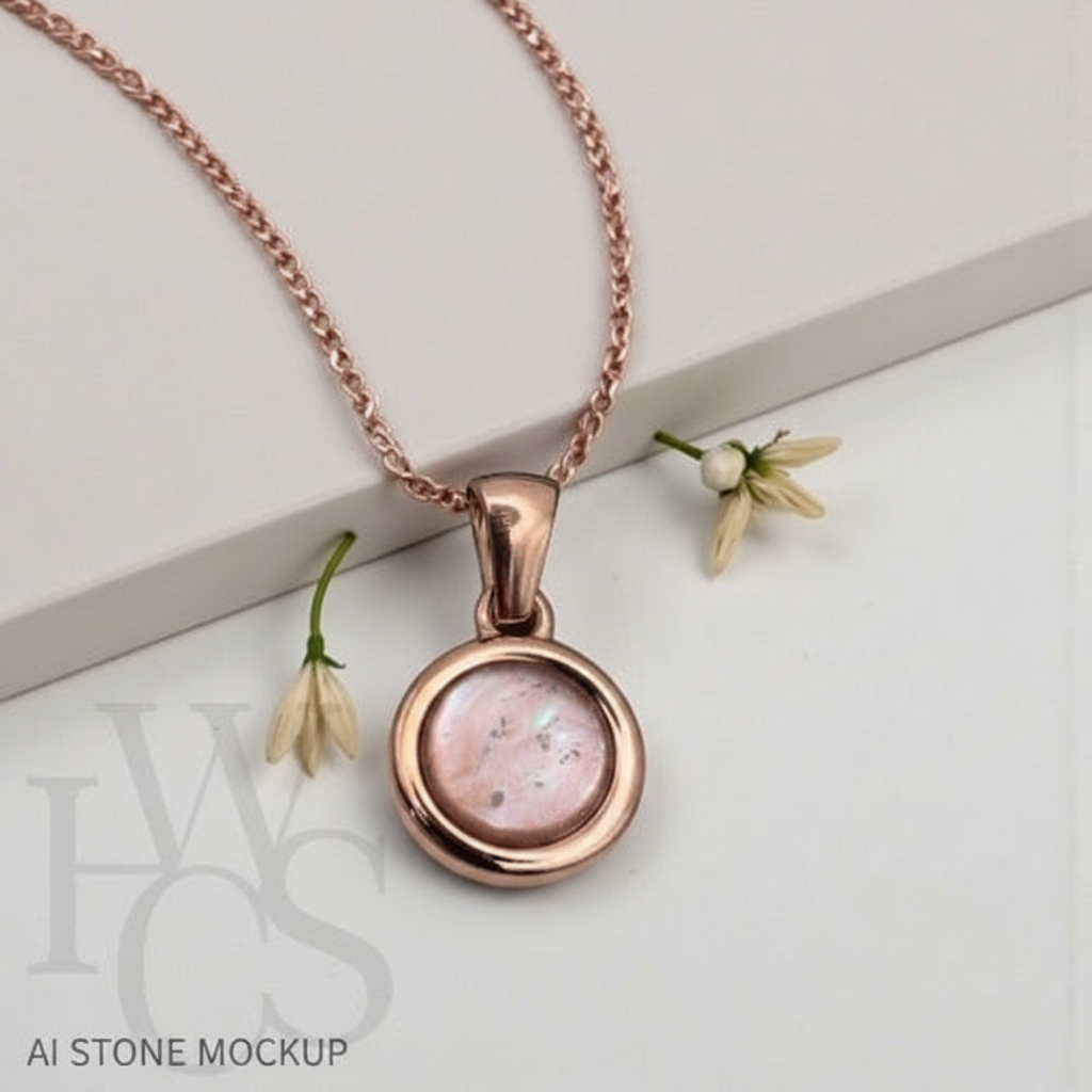 Small Round Gold PVD – Blush Rose Pearlescent Mockup