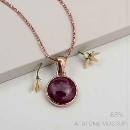 Small Round Gold PVD – Burgundy Plum Swirl Mockup
