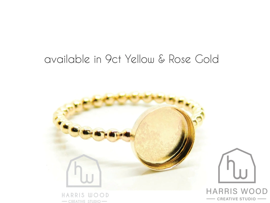 Solid Gold Bubble Band Rings 8Mm Cup - Info Below Options 9Ct Yellow Gold