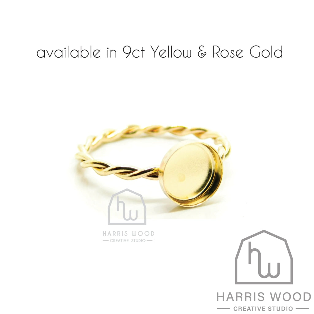 Solid Gold Twisted Band Rings 8Mm Cup - Info Below Options 9Ct Yellow Gold